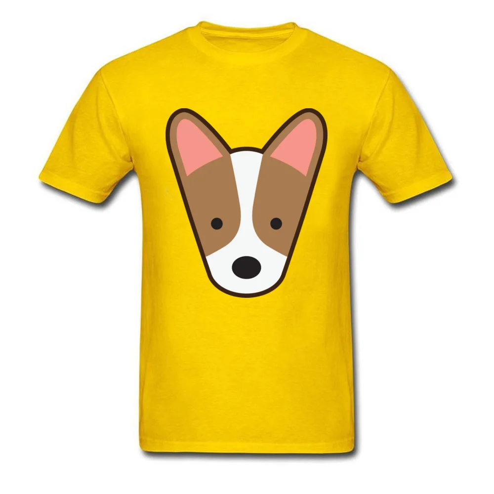 Corgi Pup 100% Cotton Geek Tops T Shirt Brand New Short Sleeve Men's Top T-shirts Design ostern Day Tee-Shirt Round Neck Corgi Pup yellow