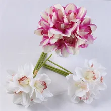 Настоящее прикосновение Cymbidium 6 головок искусственная Орхидея съемка украшение стола цветок DIY Свадебные невесты ручной цветы домашний декор цветочный
