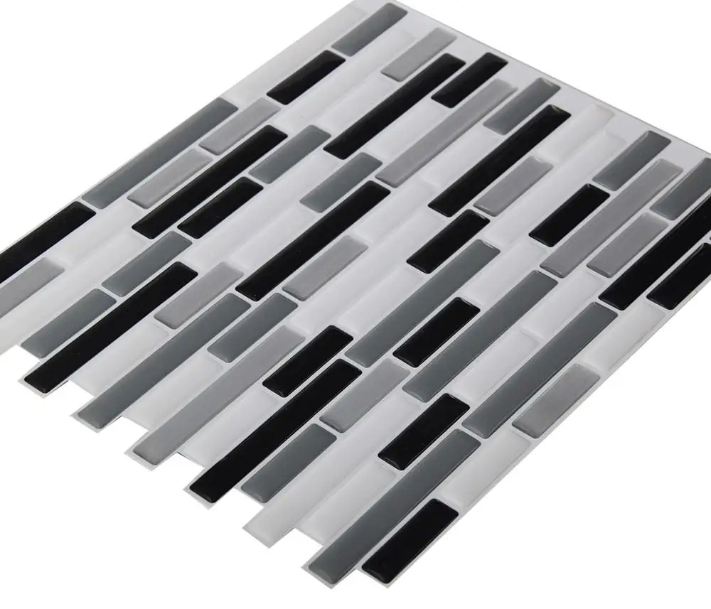 

Self adhesive mosaic tiles 3D wall decals DIY kitchen bathroom home decoration vinyl striped tiles-1 sheet