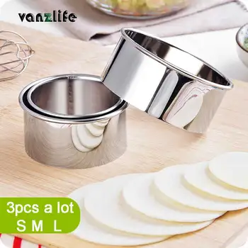 

vanzlife Stainless steel cut dumplings skin mold kitchen Wrappers Round Cookie Pastry baking utensils Cutting Maker three-piece
