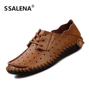 

Mens Handmade Soft Leather Casual Shoes Breathable Lace Up Moccasins Shoes for Mens Fashion Antiskid Flat Shoes AA11568