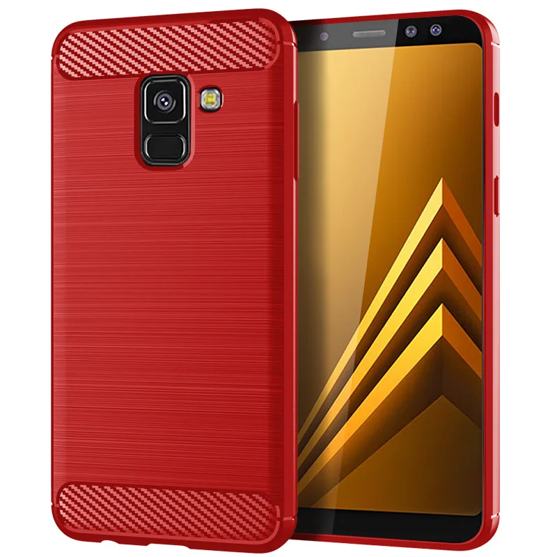 

for samsung galaxy a8 2018 Soft Carbon fiber cell phone Back Cover Solid Color Dirt-resistant Brushed Finish Shockproof case