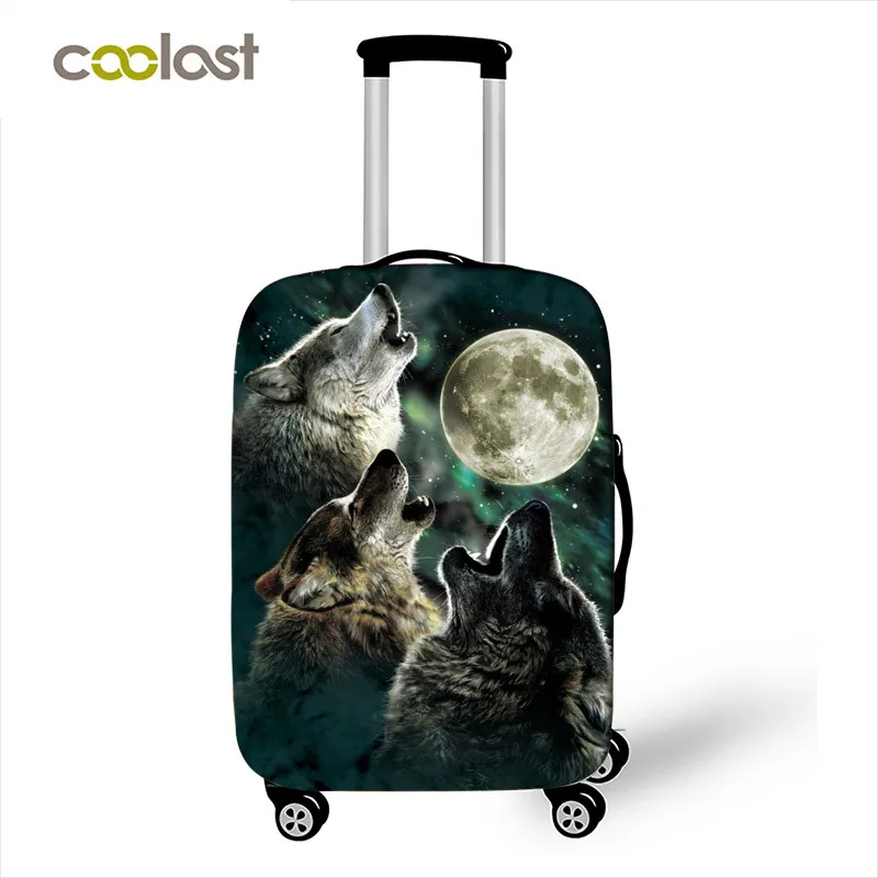 Wolf Pattern Luggage Cover for Girls 18 28 Inch Pink Suitcase