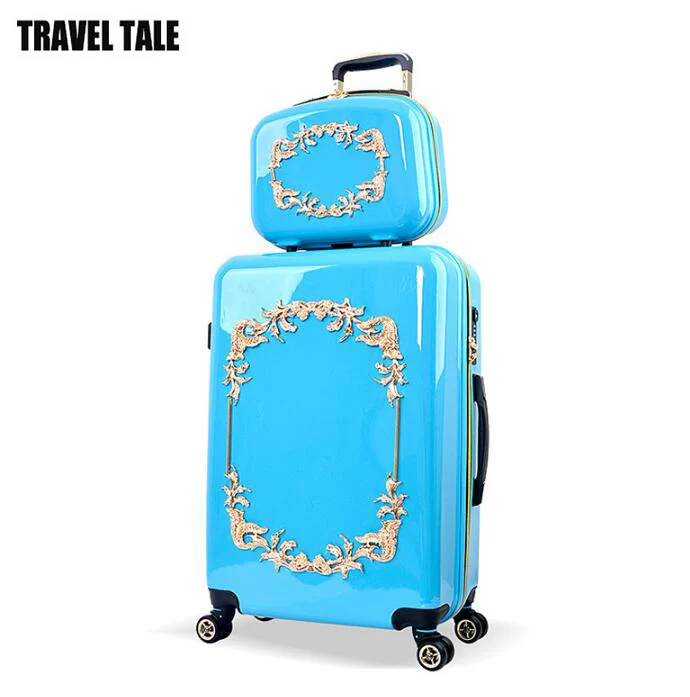 

TRAVEL TALE 20"24 inch hardside suitcase trolley koffer for traveling Blue bagages valises with cosmetic bag