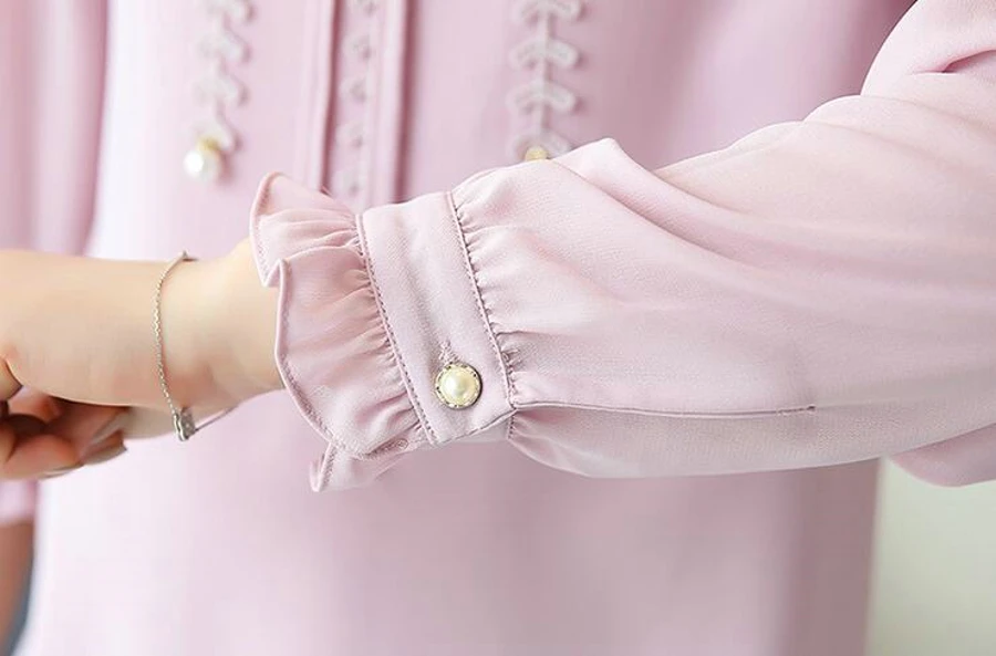 WAN XIANG YUAN Women Shirts 2017 Casual Autumn Long-Sleeved Chiffon Blouse Lady Plus size Blouse for Women Chemise Femme 92311