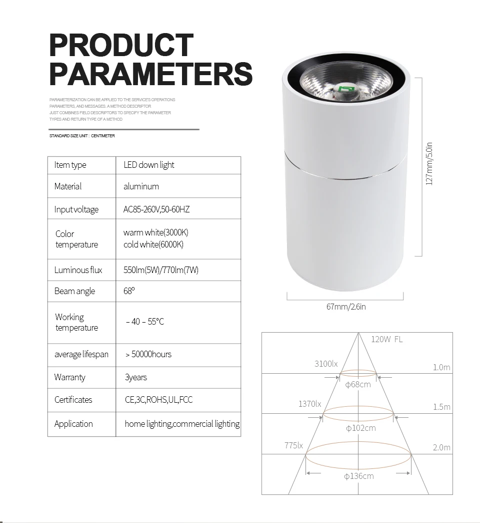 Lâmpada do Teto para Sala Sala de Estar Aisilan Moderno Levou Downlight Superfície Montado de Estar Cozinha Quarto Luminárias Ac85 260v 7 w Milight 5 Luzes embutidas de LED