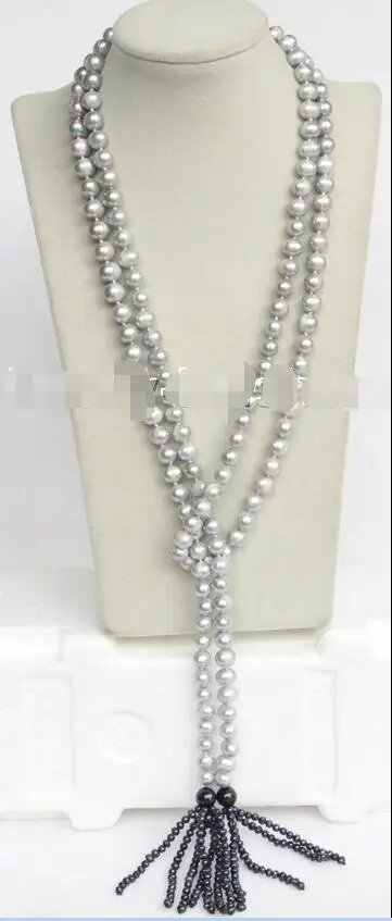 

Free Shipping >>> length 60" 10mm gray freshwater pearls necklace j11182