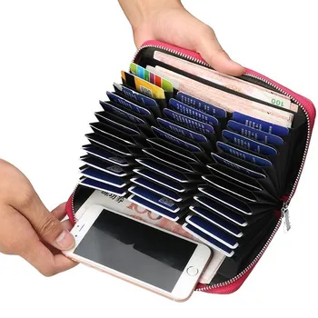 

High Quality Men Card Wallet Genuine Leather Passport Holder Female Card Holder Carteira Masculina Coin Purse Women Long Wallets