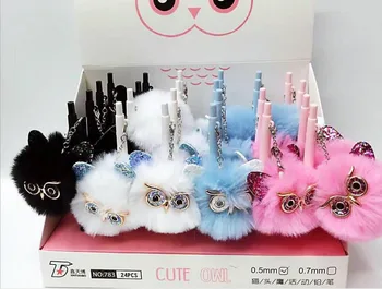

korea owl fluff pendant mechanical pencil children automatic pencil drawing pencil office school stationery supplies 24pc/lot