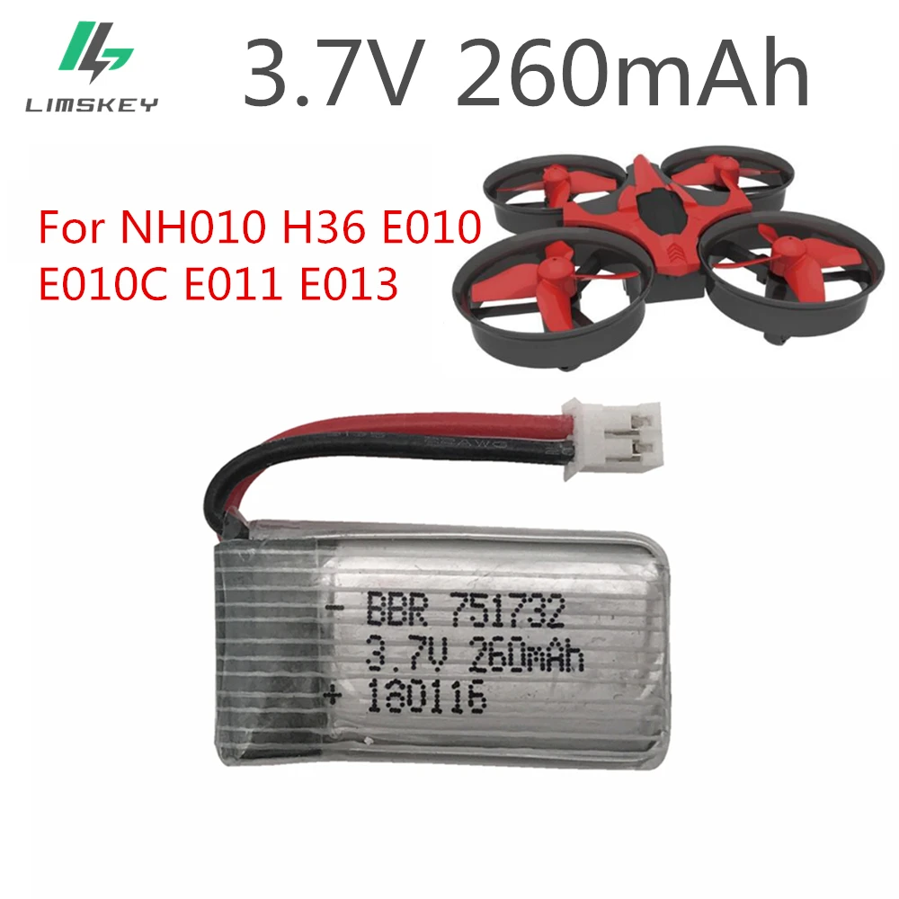 2шт Оригинальное обновление 3 7 v 260mAh для H2 H8 H8mini H20 H36 H48 E010 E010C E011 E012 E013 F36 U839 S8 M67 Lipo