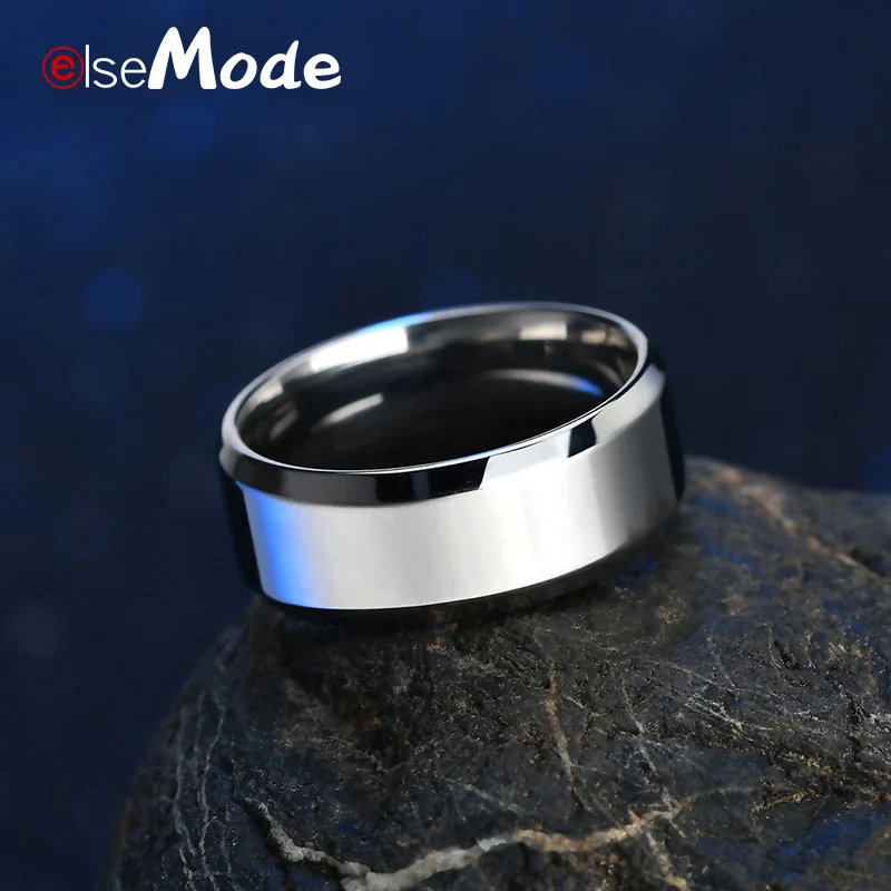 

ELSEMODE Titanium Black Steel Gold Ring For Men