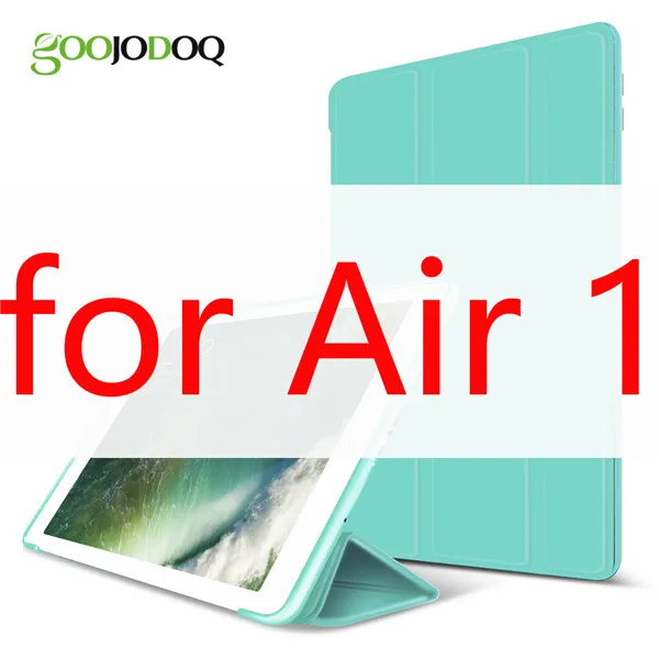 Для iPad Air Чехол Air 2 Air 1 Funda силиконовый мягкий задний Тонкий чехол из искусственной кожи для Apple iPad Air 1 2 5 6 Чехол TriFold Stand Smart Cover - Цвет: Mint 1