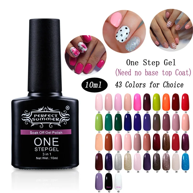 

Nail Art 3 In 1 One Step Gel Nail Polish 10ml 43 Colorsl Perfect Summer (No Need Base Top Coat) LED UV Cure Manicure Gel Varnish