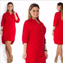 Рубашка платье большого размера женское мини платье большого размера рубашки офисное платье женская летняя одежда синий черный красный 6xl размера плюс Q98