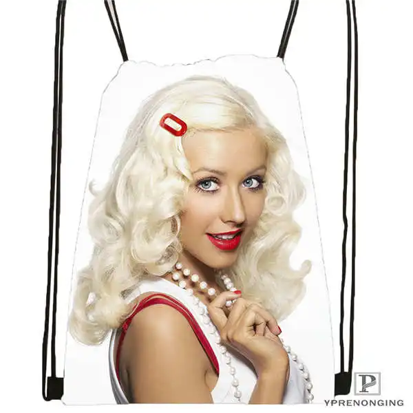 Drawstring Backpack Пользовательские Кристина Агилера Drawstring сумка-рюкзак милый рюкзак детский Ранец(черный Назад) 31x40 см# 180612-03-christina Агилера - Цвет: Drawstring Backpack