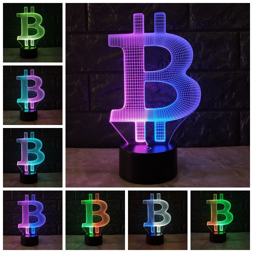 

Acrylic Bitcoin Mixcolor 3D LAMP Mood Night Light RGB LED Lighting USB Touch Base Table Desk Beside Decorative