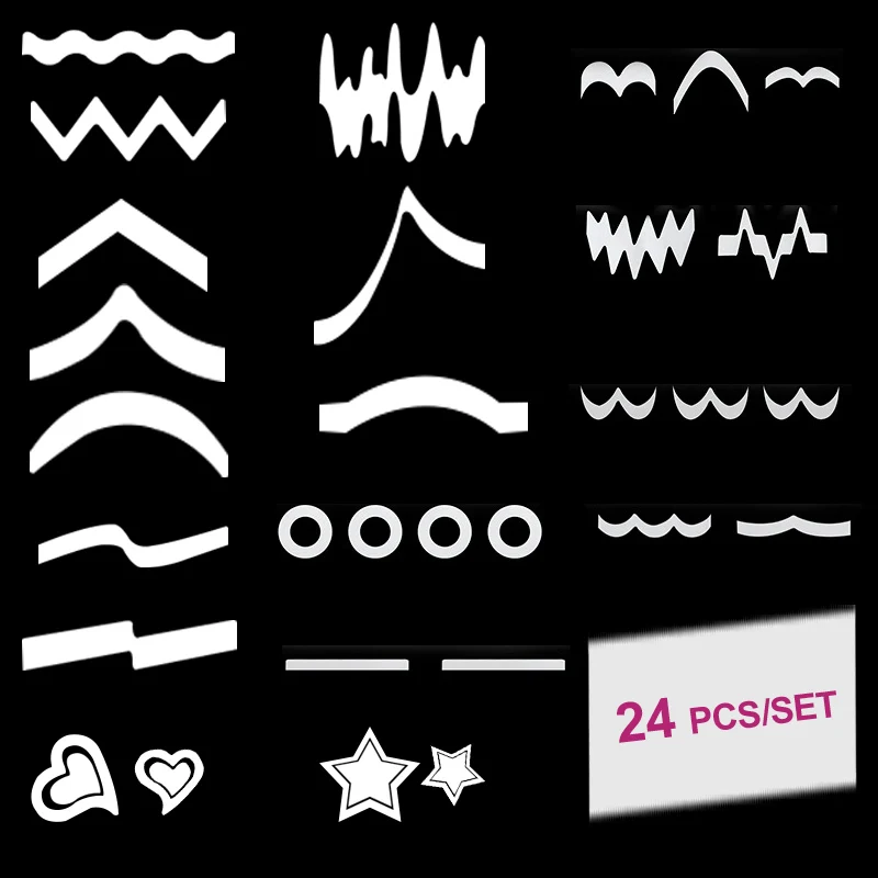 24 листа/набор трафареты для дизайна ногтей|guide sticker|nail art decalshollow nail sticker |