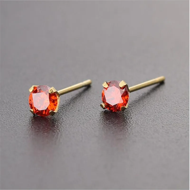 Серьги из нержавеющей стали 316l с круглыми фианитами 4 мм ААА цвета не выцветают