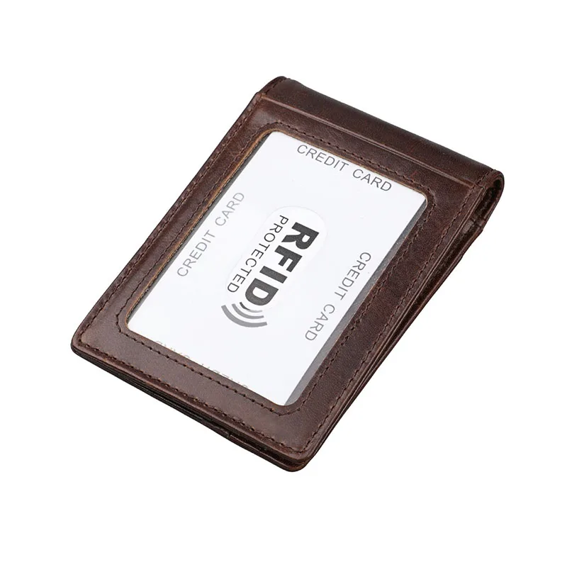 coffee Кошельки мужские RFID кошелек для мужчин и женщин Зажимы для денег из натуральной кожи зажим для денег держатель Зажим для денег женский кожаный портмоне мужской маленький кошелёк натуральная кожа гаманець мужское жен - Цвет: coffee