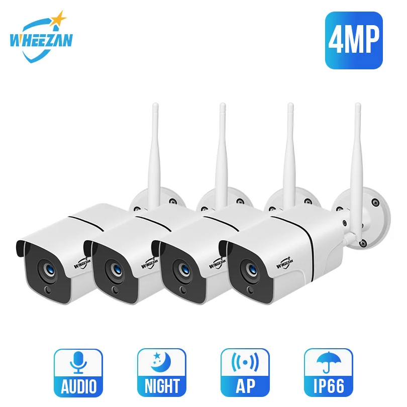 New  Wheezan Wifi Camera CCTV system 4MP H.265 Home security 4CH P2P wireless outdoor Two way Audio IP c