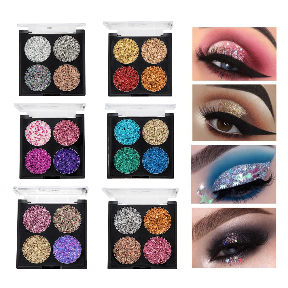 

4 Colors Eye Shadow New Fashion Glitter Mix Eyeshadow Palette Make Up Waterproof Palette Cosmetics Tonesshimmer And Duochrome