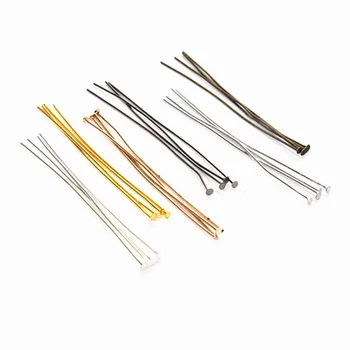 

200pcs/bag Flat Head Pins Eye Pin 15-70mm Gold/Silver/Rhodium/Bronze Needles Earrings Findings Headpins For Jewelry Making DIY