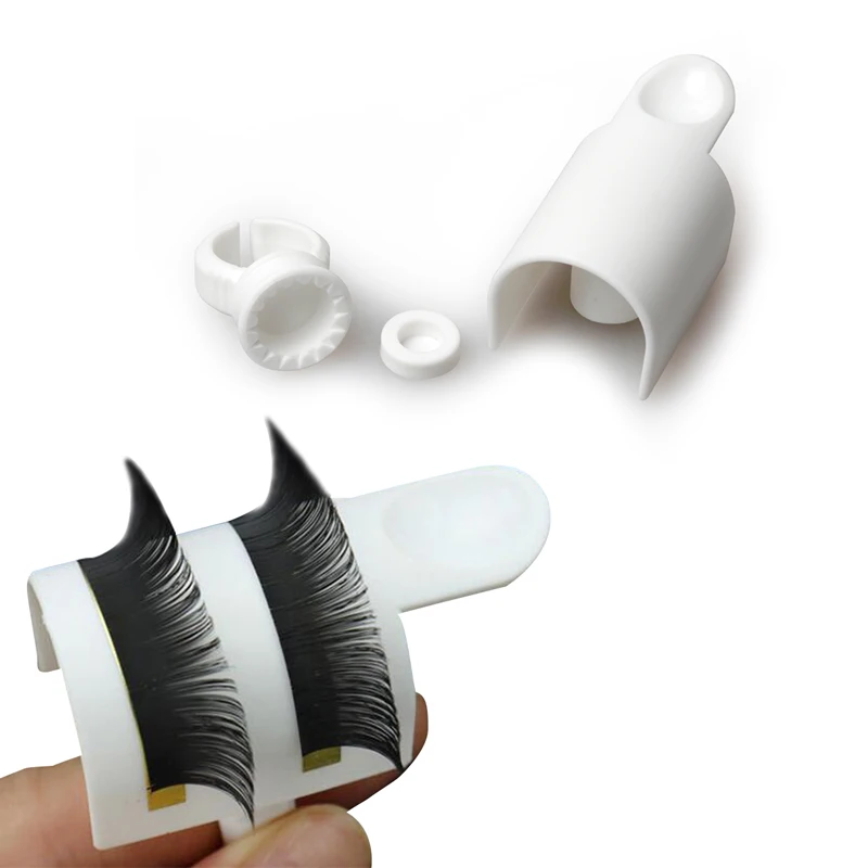 

3 In 1 Disposable U Shape Eyelash Extension Separator Grafting Eyelashes Glue Holder Rings Pallet Adhesive Set Tool Makeup