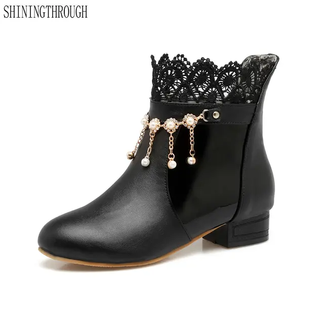 Stivali Donna 50 Dimensioni Tacco Sconto Merletto Di Basso 2018 Nero Scarpe Us 30 Bianco Grandi Nuove Donne 0 Da Del Lavoro BRxqP8wv