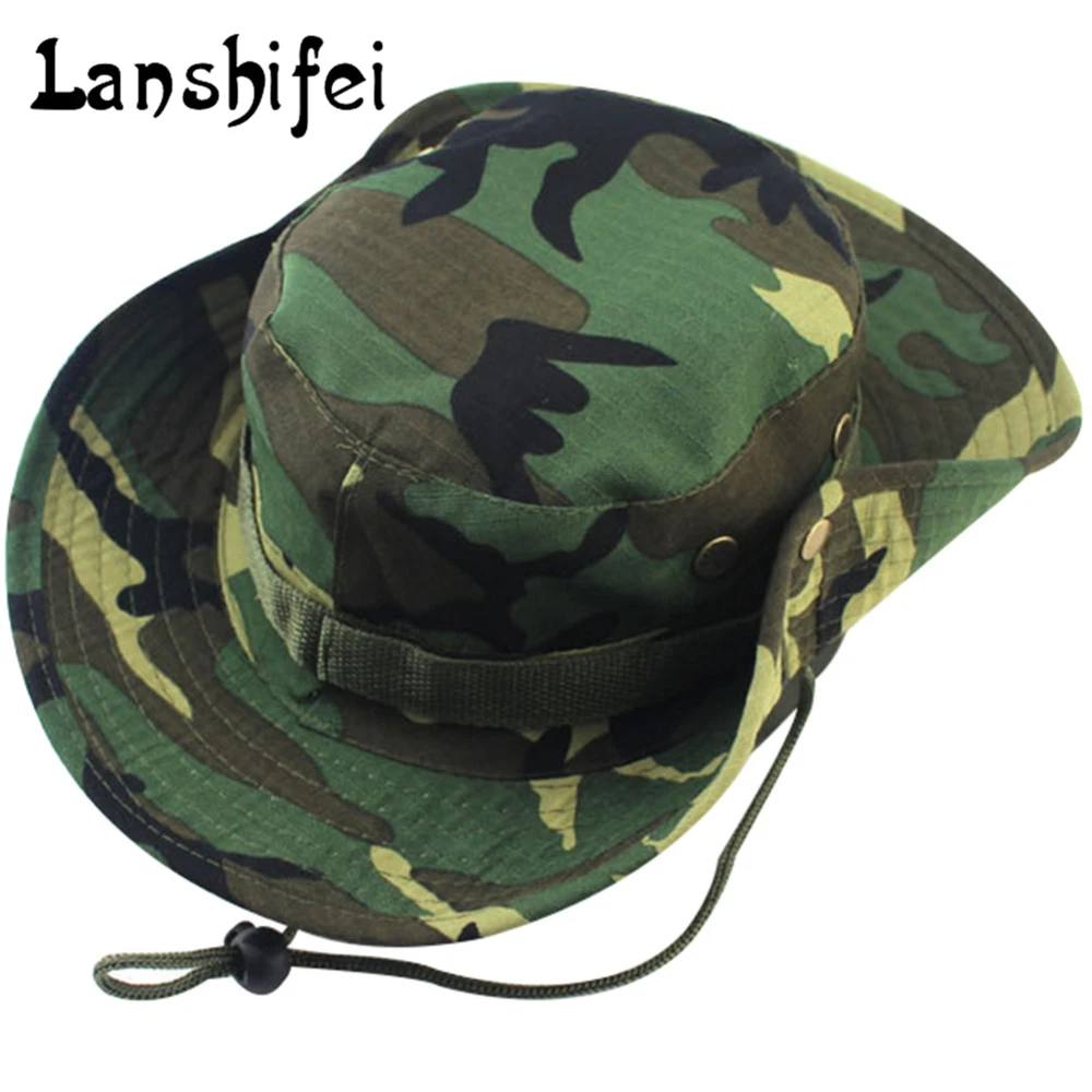 Military Camouflage Bucket Hats Jungle Camo Fisherman Hat with Wide