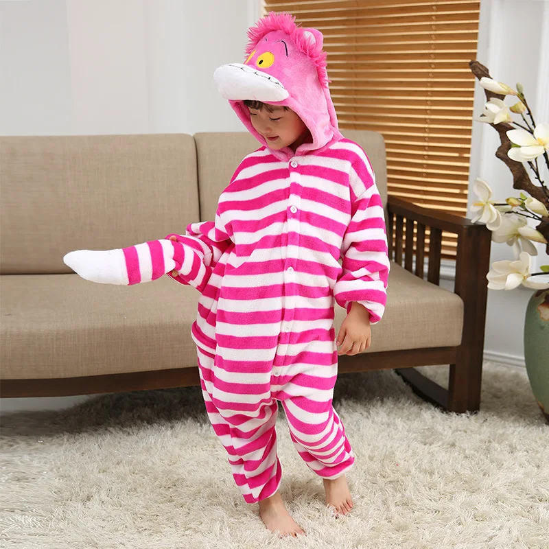 EOICIOI NEW кигуруми Животное Sweet Cat Пижама для детей Мальчики Девочки Фланелевые пижамы с капюшоном Зимние детские пижамы Onesie