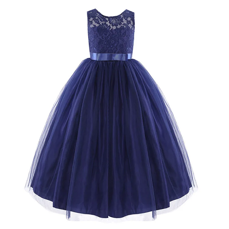 

Kids Girls Wedding Flower Dress Princess Party Pageant Formal Dresses Sleeveless Long Clothes Children Toddler Vestido For 4-15Y