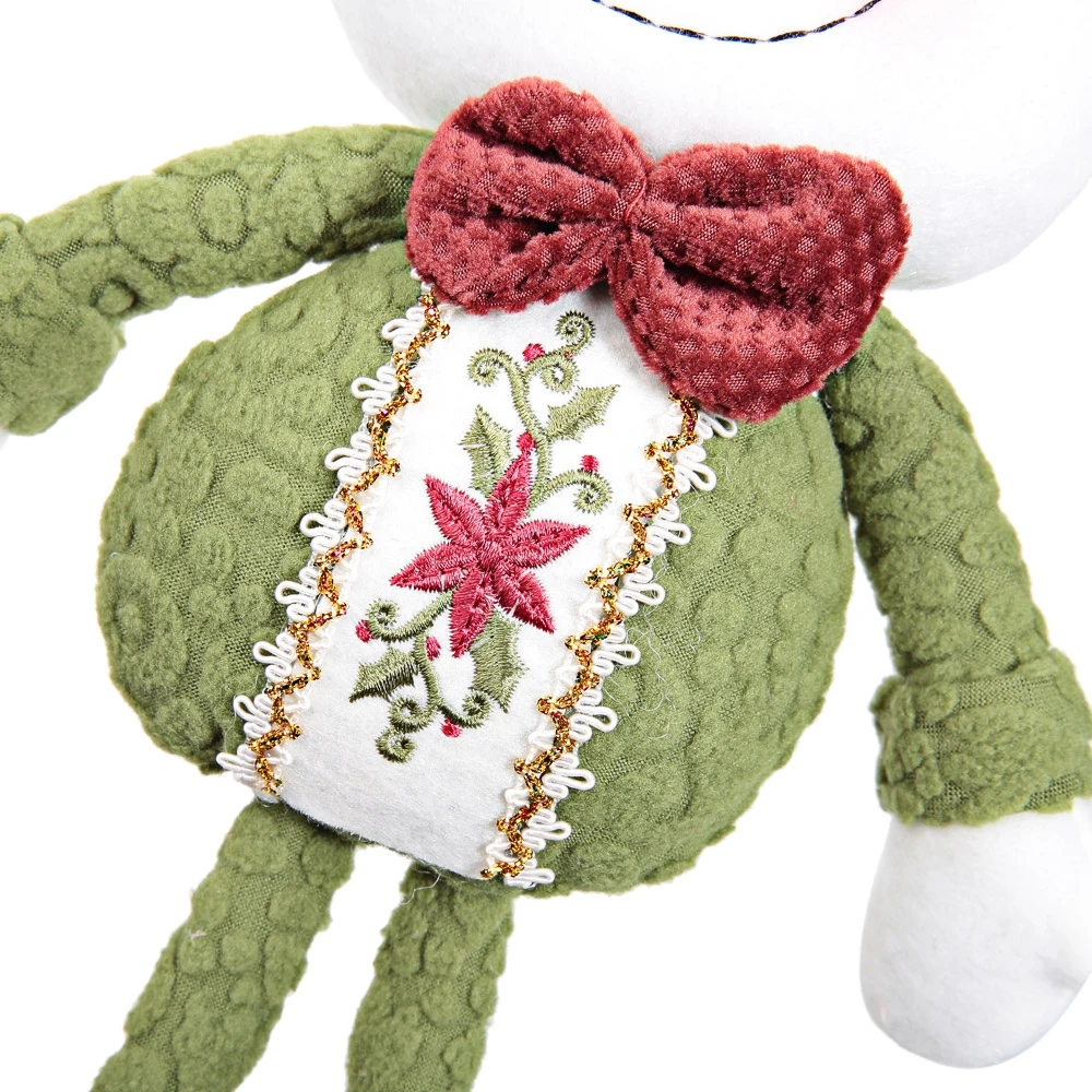 Рождественский подарок для друзей или детей Зеленая кукла снеговика с бантом