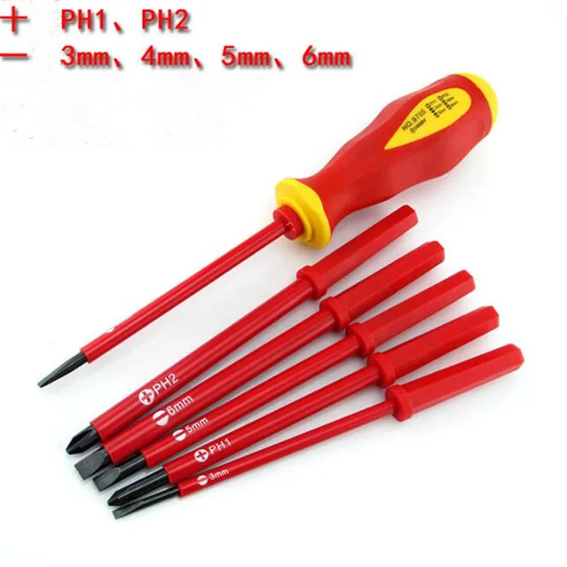 High Voltage 1000V Insulation Screwdriver for Electrician 2pcs slotted+