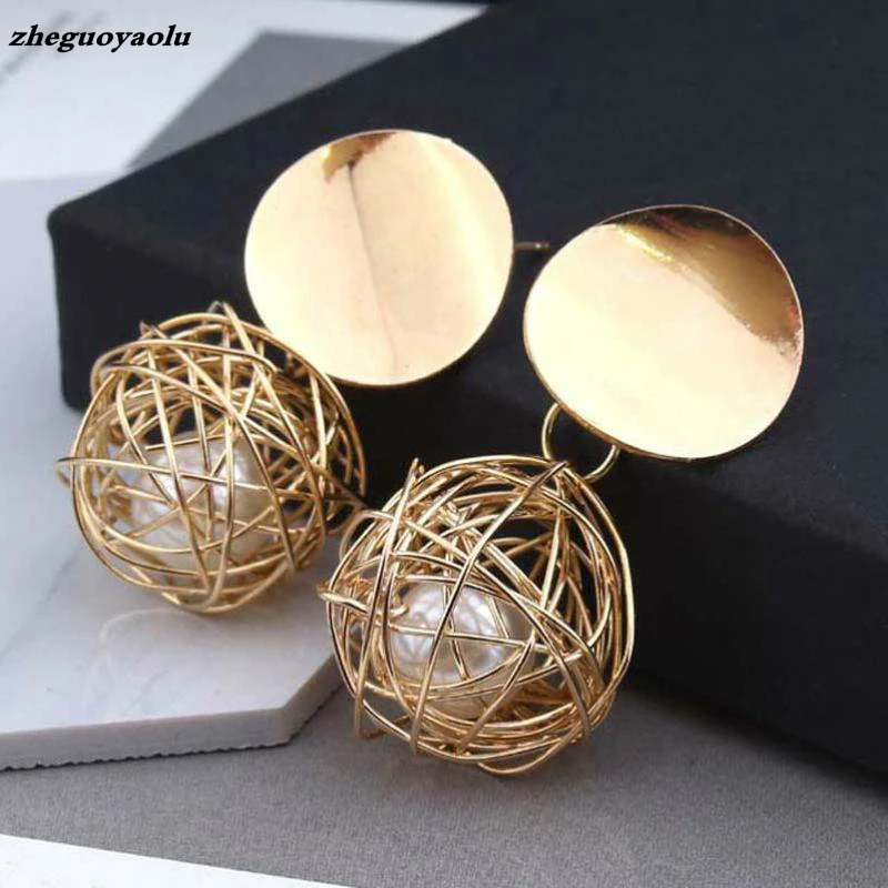 

2019 Fashion Statement Earrings 2018 Ball Geometric Earrings For Women Hanging Dangle Earrings Drop Earring Modern Jewelry