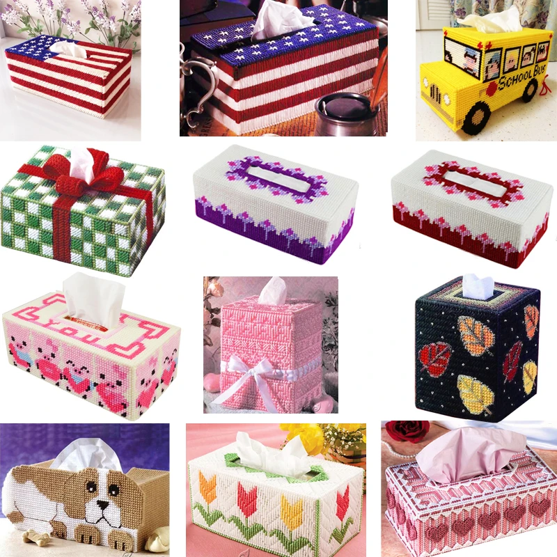 Needlework,DIY Volume tissue boxes,Has been cut,3D three-dimensional cross stitch,storage box