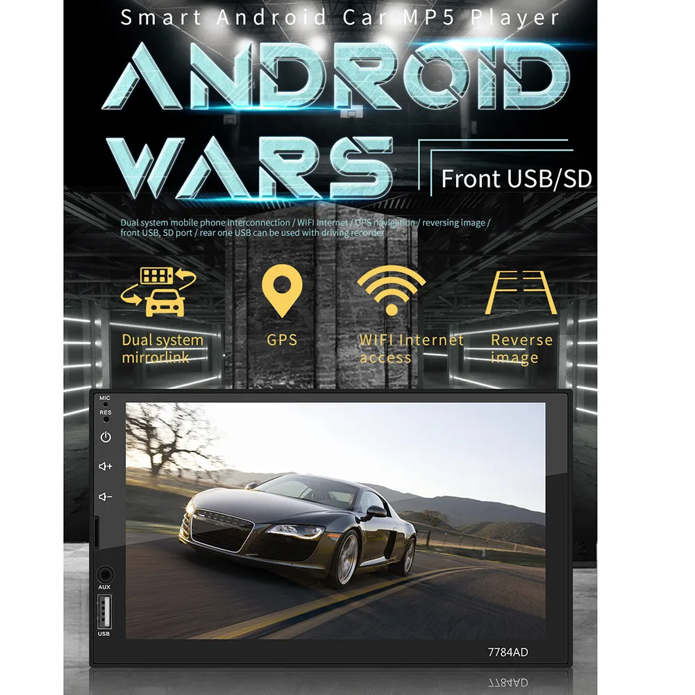 Автомобиль Android 7,1 Системы навигатор с GPS, DVD Bluetooth MP5 плеер Сенсорный экран MP4 карты FM радио машины 7784ad " Mp5 плеер