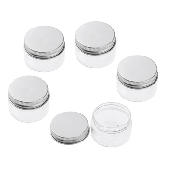 

5Pcs Plastic Empty Clear Travel Jars Bottles Tin Box Makeup Carft Storage Case