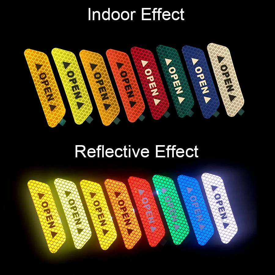 VVVIST 4PCS Car Reflective Car Styling Door Stickers Decals For Warning Reflective Strips Open Stickers Warning Mark Sticker