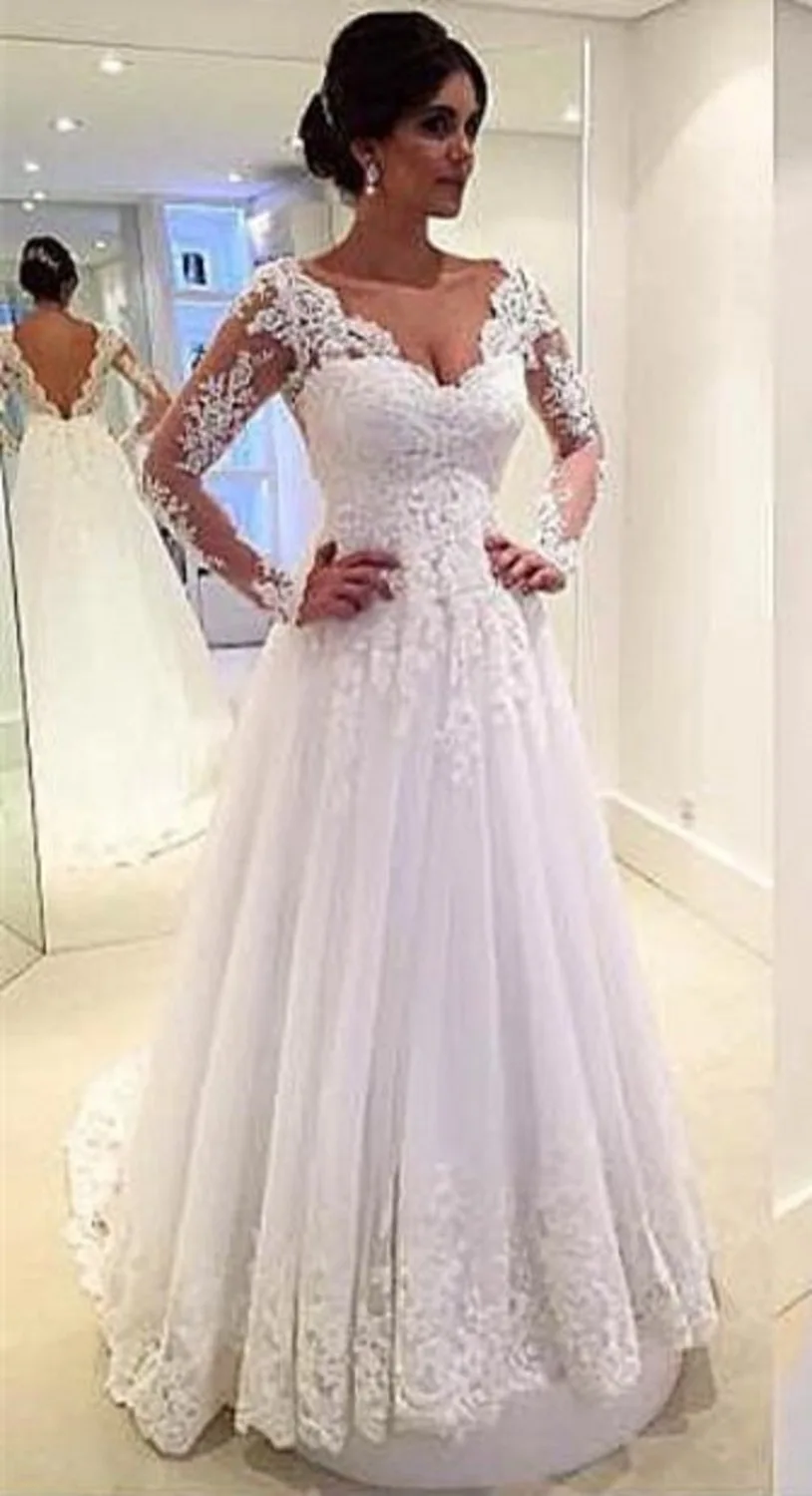 New Style White Wedding Dress Lace Long Sleeve Y Backless Bride New Style White Wedding Dress Lace Long Sleeve Y Backless Bride Dresses Beach Tail In From Weddings Events On Aliexpress