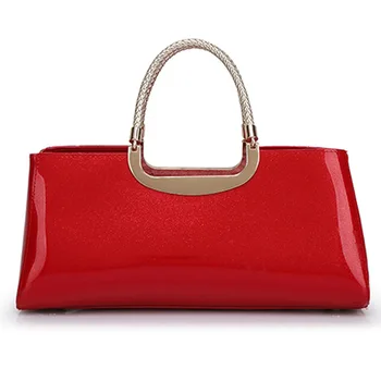 

ICEV new 2018 designer luxury clutch red bride wedding hand bag patent leather women handbags famous brands messenger bag solid