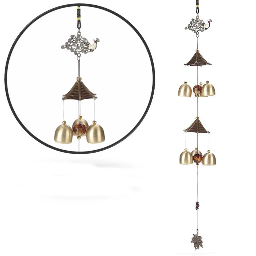 Peacock Open Screen Wind Chime Copper Bell Pendant Outdoor Decorations