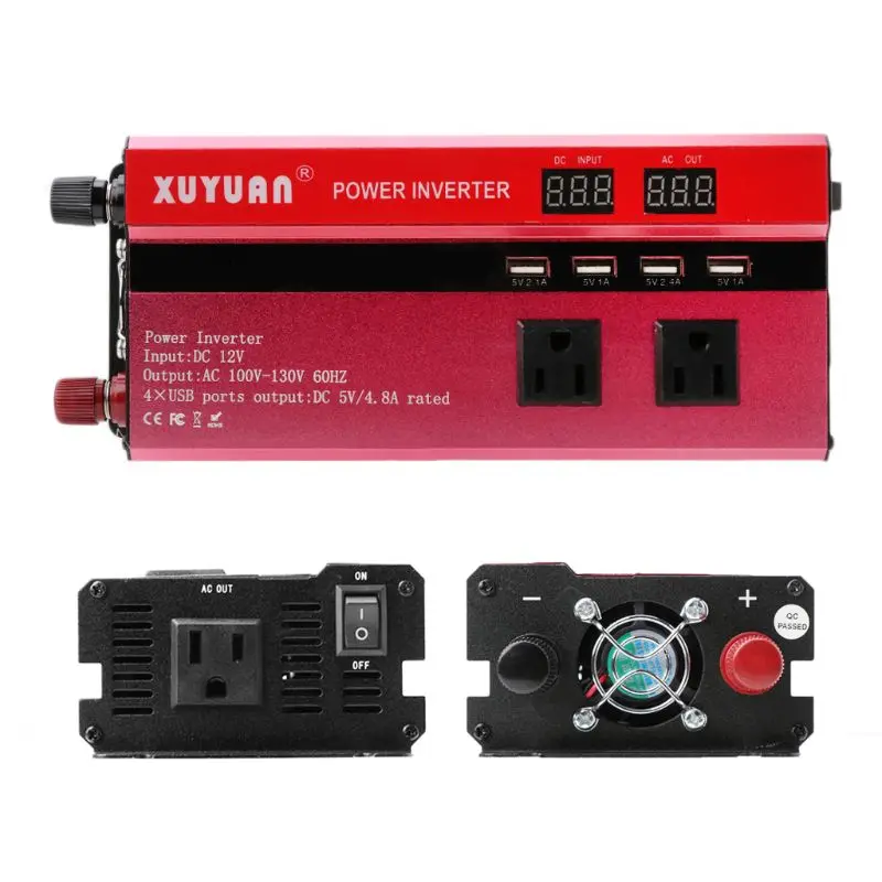 

5000W Solar Power Inverter Sine Wave LED 4 USB DC12/24V To AC110V/220V Convert