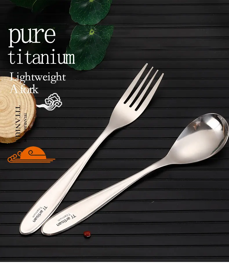Talheres de Titânio Talheres de Mesa ao ar Tiartisan Conjunto Garfo Colher Puro Polido Leve Ta8118pti Jantar Livre 8 Cheap Louça para ar livre