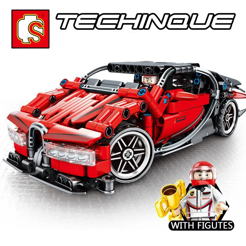 

Sembo Technic Super Racing Car Bugatti Red legoing Chiron Pull-Back Famous Vehicle model Building Blocks Bricks Educational Toys