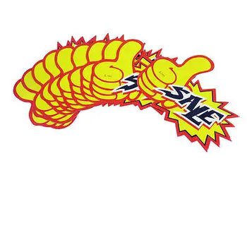 

10 Pcs Shops Sale Prints Thumb Gesture Advertising Pop Price Tags Yellow Black