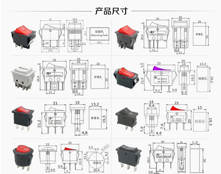 10 шт. 23 мм круглый черный 3 Pin 10A/125V 6A/250V AC 3 позиции SPDT ВКЛ-ВЫКЛ-ВКЛ кулисный переключатель оснастки