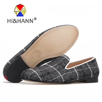 

New arrival mixed color Gingham men handmade shoes with Genuime leather insole and bottom Banquest and Weeding male loafers