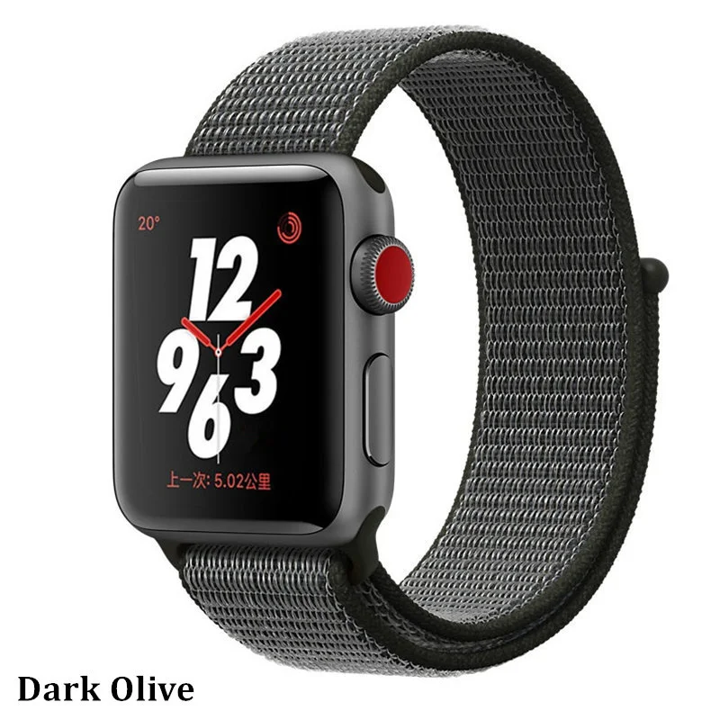 Dark olive Нейлоновый ремешок для apple watch 5 4 band correa apple watch 44 мм 42 мм 40 мм 38 мм iwatch 5 4 3 2 1 цветной браслет - Цвет ремешка: Dark olive