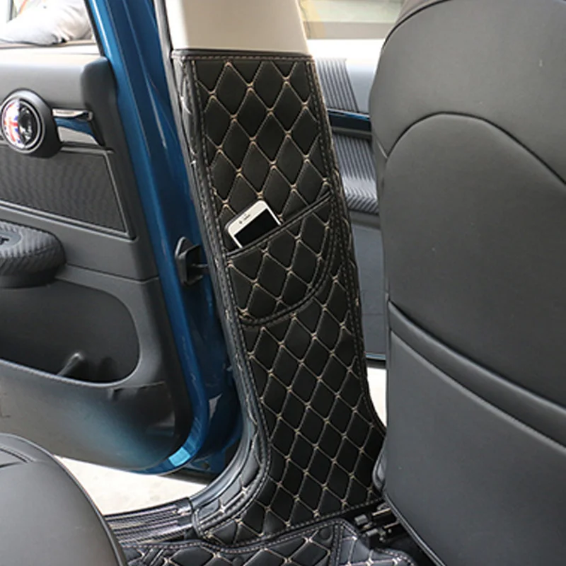 

2pcs Car Inner Door Side B Pillars Pad Decoration Stickers Cover Protector Mat For Mini Cooper Countryman F60 Styling Black