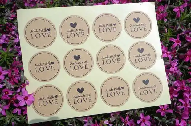 100 шт Ручная работа wtih Love Heart Thank you круглые бумажные этикетки для скрапбукинга, 5 дизайнов DIY Подарочные наклейки - Цвет: Love